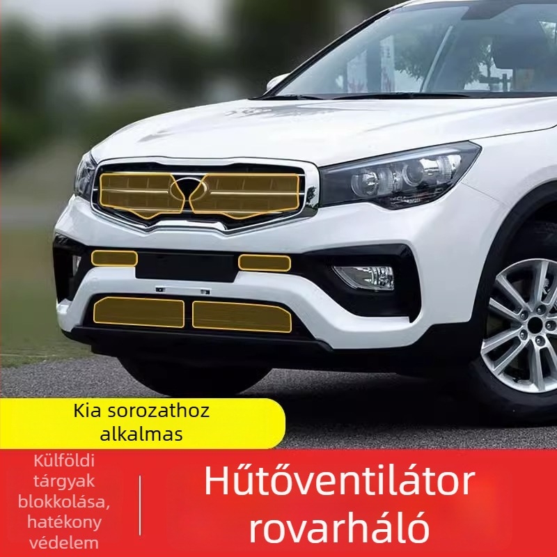 Kia radiátorsvédő háló — rovarháló és radiátor-tartály védelem, kompatibilis a Kia KX3, KX5 és más modellekkel | Anyag: alumínium-zinc-copper ötvözet