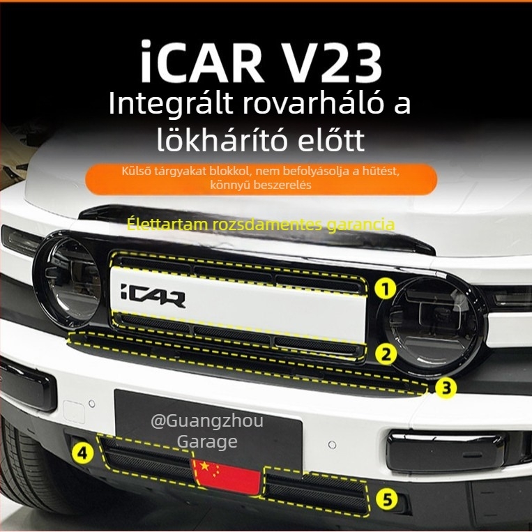 Chery iCAR V23 bemeneti védőfedél integrált rovarhálóval – ABS anyag, utólagos korszerűítés