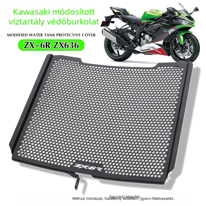 Kawasaki ZX-6R radiátorvédő háló (2013–2021) — radiátorvédelem, rovarháló, testreszabás elérhető