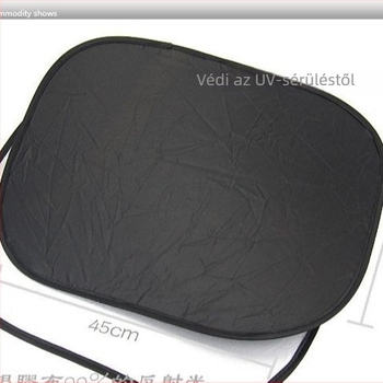 Oldalsó ablakárnyékoló autóhoz (hálós anyag; szerelés vákuumos csészékkel; univerzális illeszkedés; logónyomtatás lehetséges; tömeg 50-80 g)