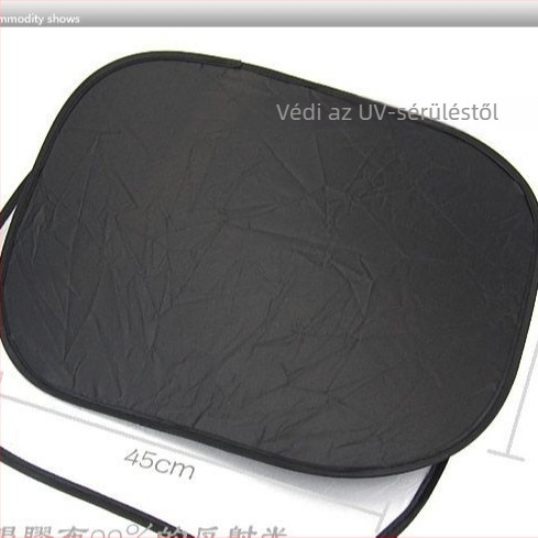 Oldalsó ablakárnyékoló autóhoz (hálós anyag; szerelés vákuumos csészékkel; univerzális illeszkedés; logónyomtatás lehetséges; tömeg 50-80 g)