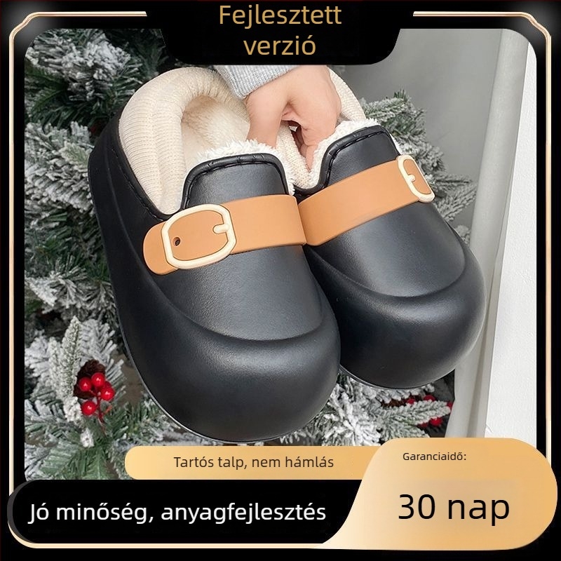 Női EVA papucsok, vízálló, gyapjú bélés, vastag talppal, beltéri és kültéri használatra