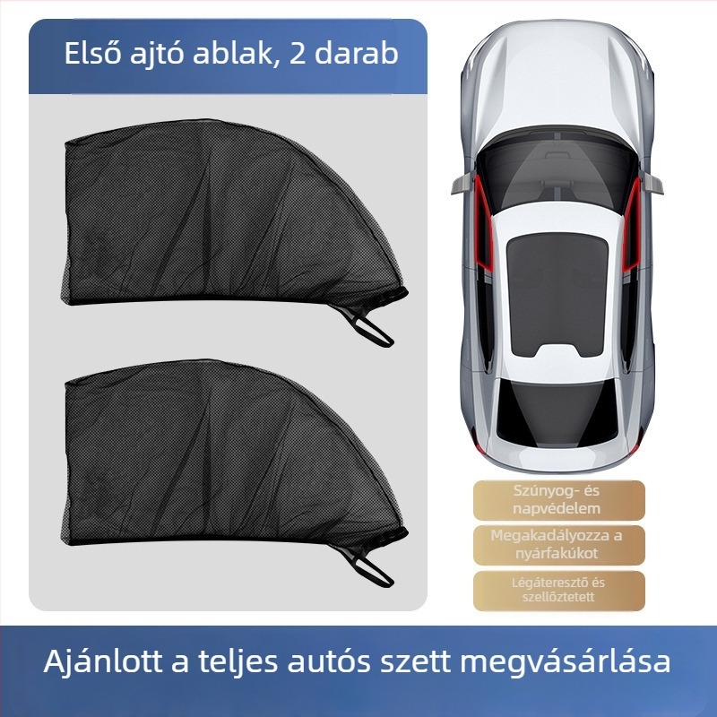 Autó oldalablakhoz szúnyogháló, napvédő háló, nem akadályozza a kilátást