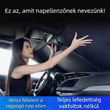 Első szélvédő napvédő, vastagított alumíniumfólia, pattintós szerelés, univerzális