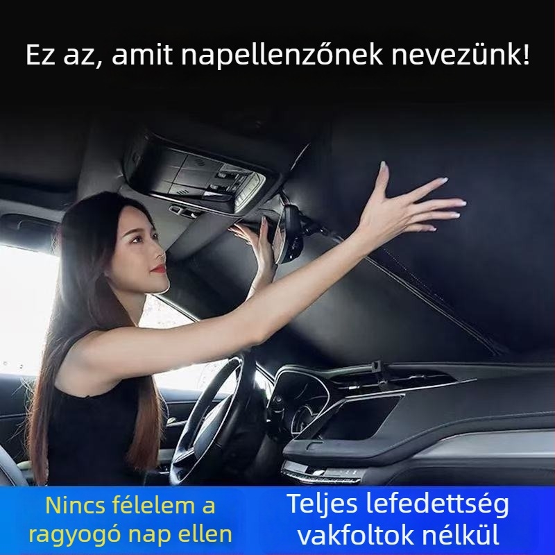 Első szélvédő napvédő, vastagított alumíniumfólia, pattintós szerelés, univerzális