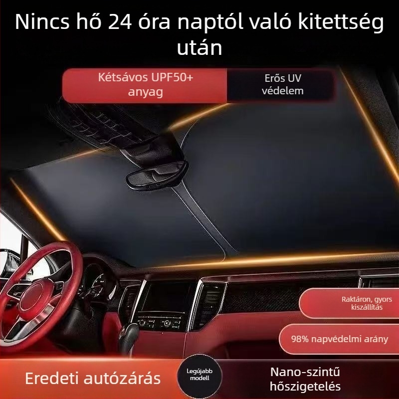 Első szélvédő napvédő, vastagított alumíniumfólia, pattintós szerelés, univerzális