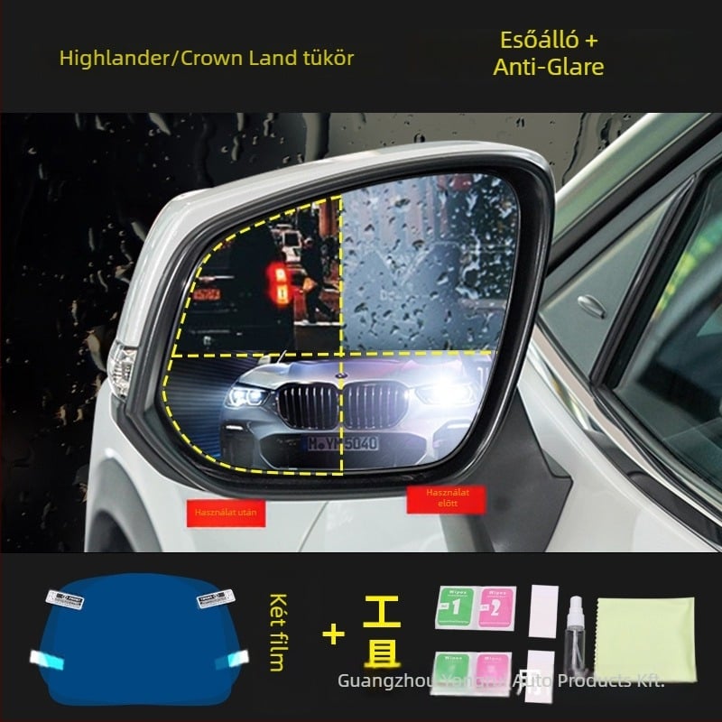 Hátsó nézet tükréhez esőálló és anti-reflex film Highlander/Crown Lu Fang modellhez (vízálló membrán, erős tapadás, anti-reflex film)