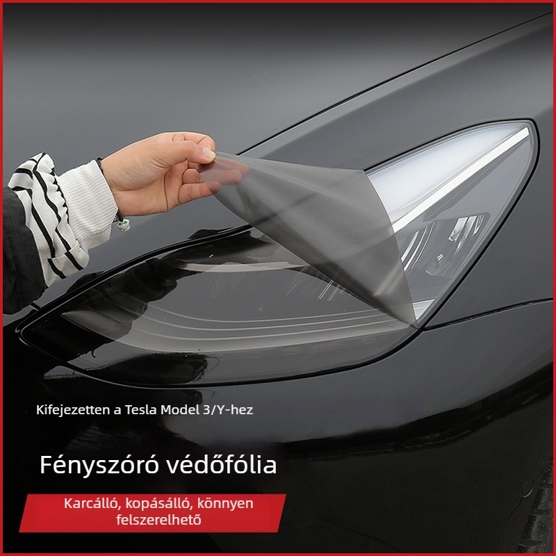 Tesla Model 3Y Színváltós fényszóró fólia, TPU hátsó lámpa védőfólia – Fekete Harcos kiadás