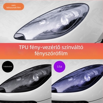 Öntapadós TPU autó lámpa fólia, füstös fekete árnyalat, átlátszó karcolásálló színváltó fólia, hátsó lámpa fólia