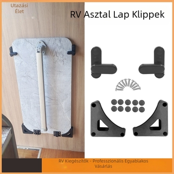 Összecsukható kültéri asztal lakókocsikhoz forgó zárómechanizmussal