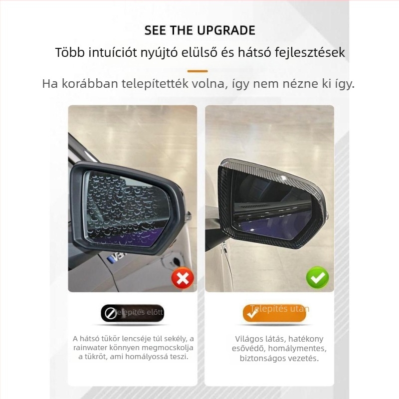 Esővédő rátét a visszapillantó tükörhöz, kompatibilis a 24 Chuanqi E8 modellel, krómozott bevonat, dekoratív matrica, anti-reflexiós tükör