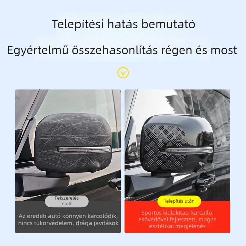BJ40E visszapillantó tükörfedél – ABS ház, dekoratív eső szemöldök matrica, védő vízálló fedél
