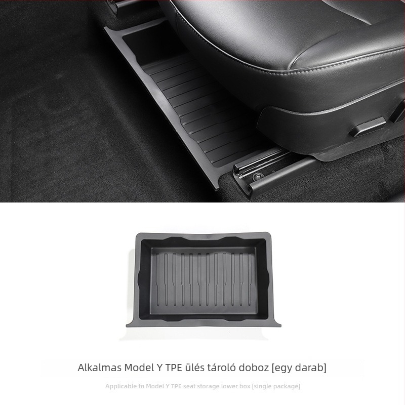 Tesla Model Y alatti üléstároló doboz — bőr, ülés alatti használat, testreszabható feldolgozás, logó nyomtatás
