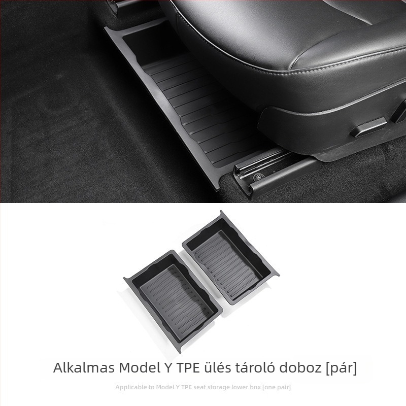 Tesla Model Y alatti üléstároló doboz — bőr, ülés alatti használat, testreszabható feldolgozás, logó nyomtatás