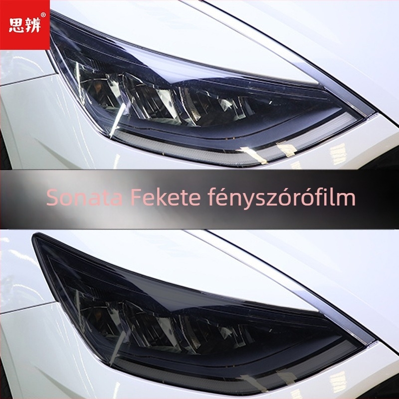 22 modellhez a 10. generációs Sonata fényszóróinak fekete TPU-filmes védőfólia – elülső lámpák karcolás elleni védelem