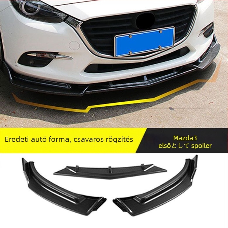 Mazda 3 (2014–2019, Axela) első lökhárító-lip, szénszálas mintázatú felülettel, testreszabás nélkül