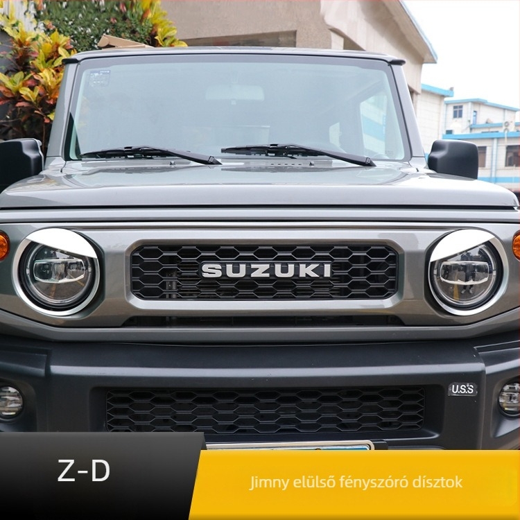 Ambition márkájú elülső fényszórókeret Jimny 2019–2020-hoz, Angry Eye dekoráció a frontfelülethez, karbon rostmintázatú felület, testreszabható