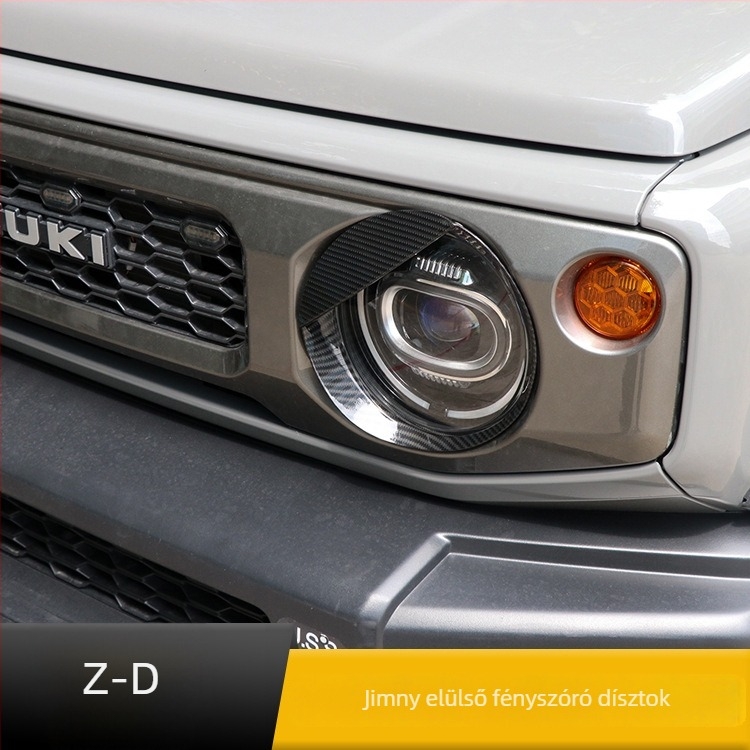 Ambition márkájú elülső fényszórókeret Jimny 2019–2020-hoz, Angry Eye dekoráció a frontfelülethez, karbon rostmintázatú felület, testreszabható