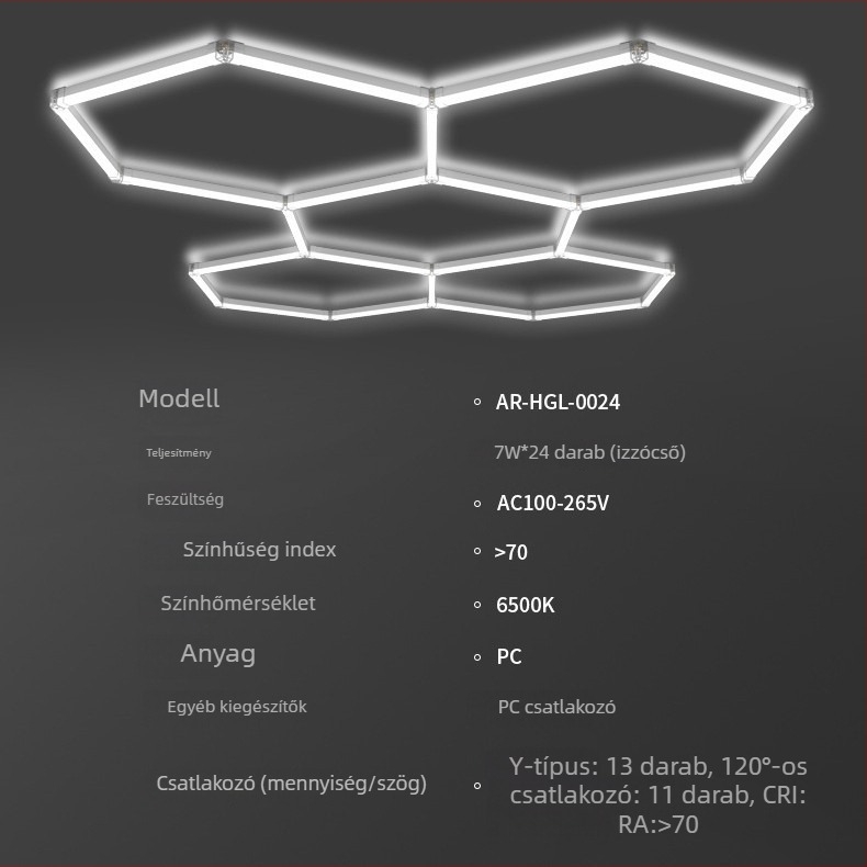 Garage light-0024 LED méhsejtszerkezetű lámpa, porálló, 168W, 100 lm/W, 50 000 óra, AC 100-265V