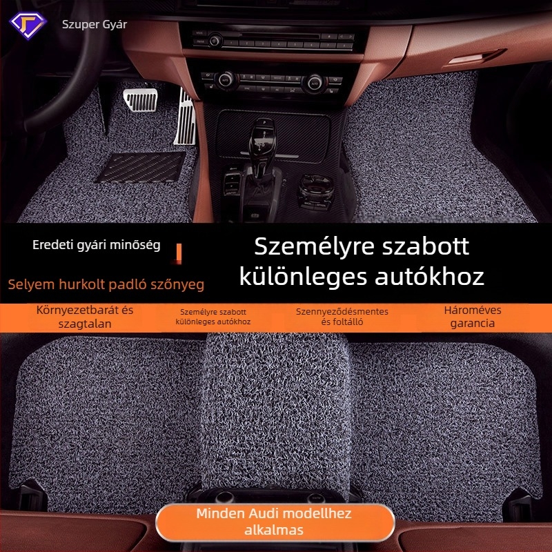 Audi teljes körű PVC autópadlóvédő, nagy körkörös kialakítás, talpbetét szálgyűrűvel, logónyomás elérhető