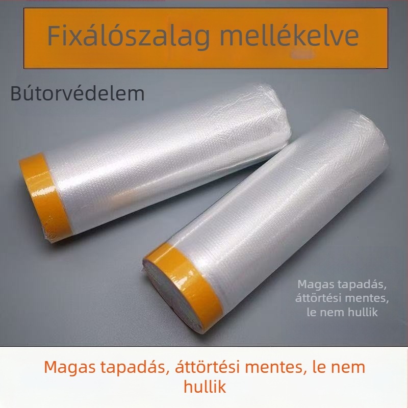 Egyszer használatos maszkoló fólia bútorok védelmére, por elleni védelem, autófényezés maszkolásához, háziállatok védelme