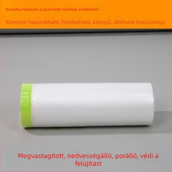 Magas tapadású zöld washi maszkoló fólia logónyomtatással, átlátszó a festéshez és dekorációhoz, porvédő réteg.