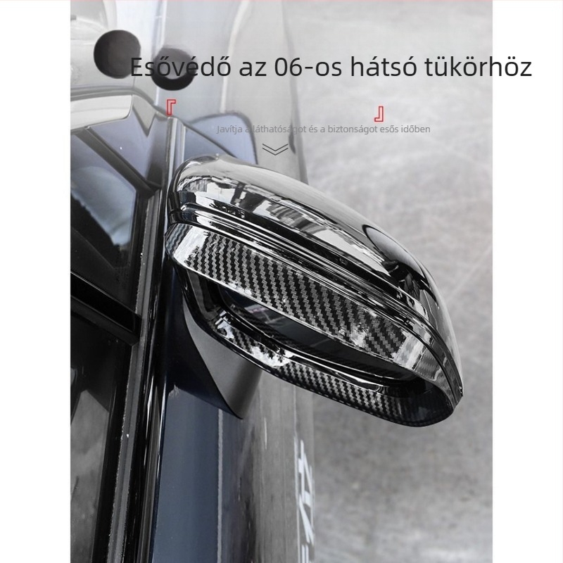 Hátsó visszapillantó tükör esővédő, krom felületű dekoratív matrica a tükör módosításához, kompatibilis Lynk & Co 06