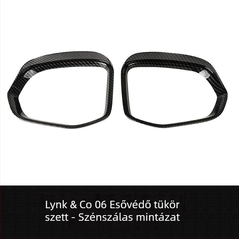 Hátsó visszapillantó tükör esővédő, krom felületű dekoratív matrica a tükör módosításához, kompatibilis Lynk & Co 06