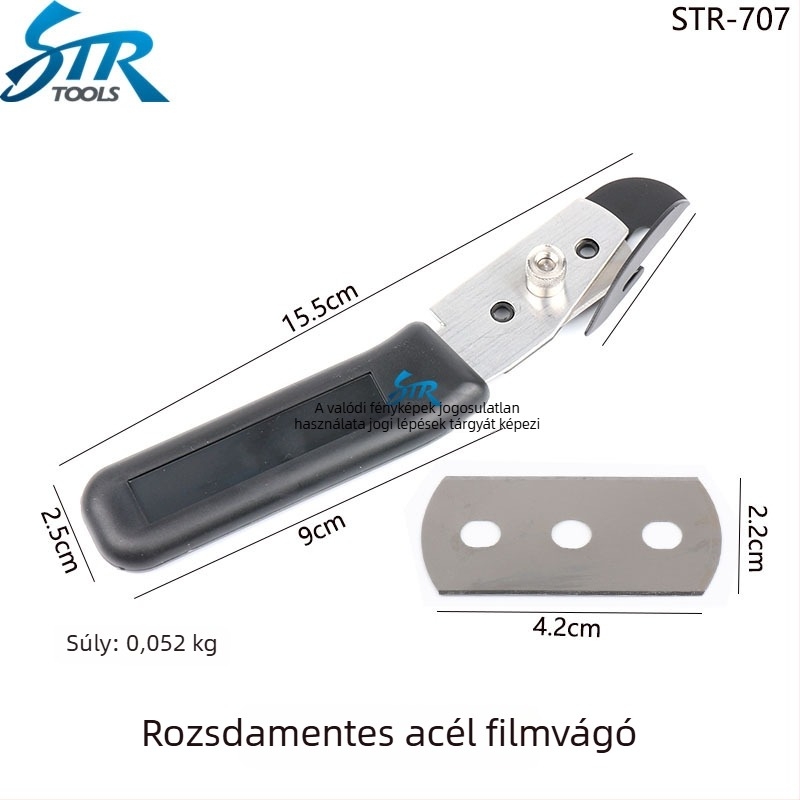 Autó fóliázáshoz vágó eszköz, diafragmás kés, rozsdamentes acéllemez, Str márka, alkalmas kijelzővédőkhöz