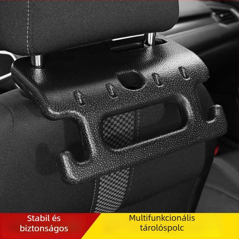 Autóülés hátulján található akasztó, dupla horoggal, Armrest hook modell, masszív ABS anyagból