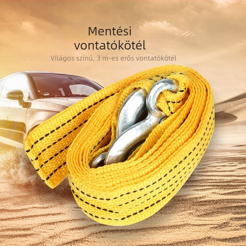 Baimao Autó vontató kötél, 3 m, 3 t, vastagított, megerősített vészhelyzeti használatra