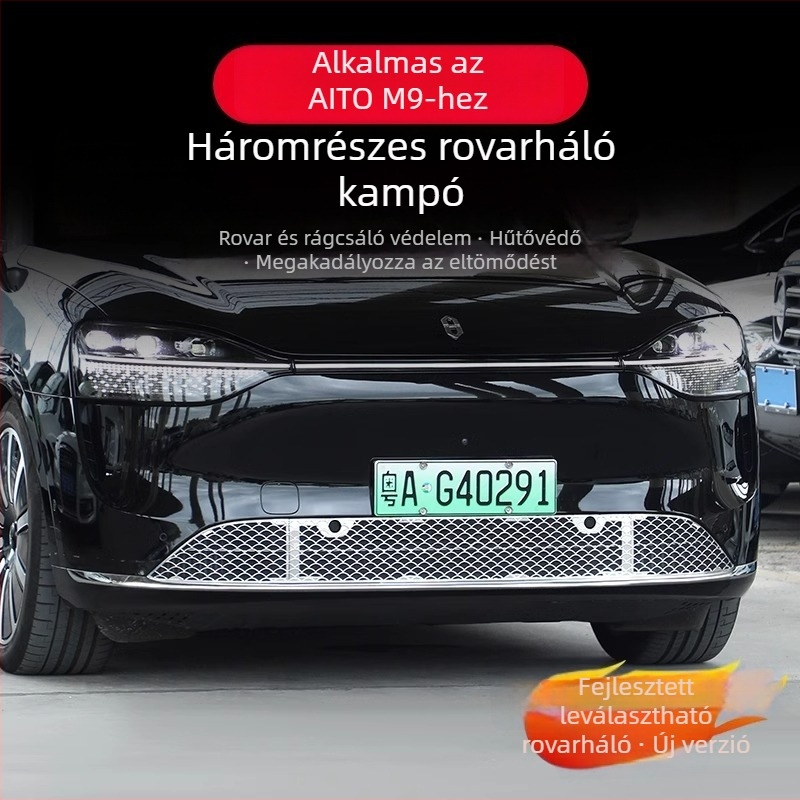 AITO M9-hez: rozsdamentes acél rovarháló és első rács védő — Anyag: rozsdamentes acél; Kompatibilitás: AITO M9