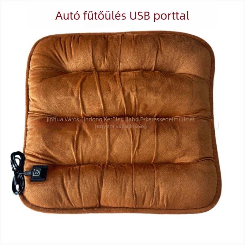 Grafén autó USB melegítő ülőpárna, sík stílus, plüss felület, selyemrost töltet, téli használatra