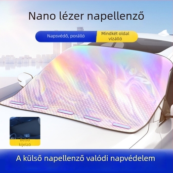 Autó előtti szélvédőhöz készült alumíniumfóliás árnyékoló, univerzális illeszkedés, snap-in telepítés, testreszabás és logónyomás elérhető