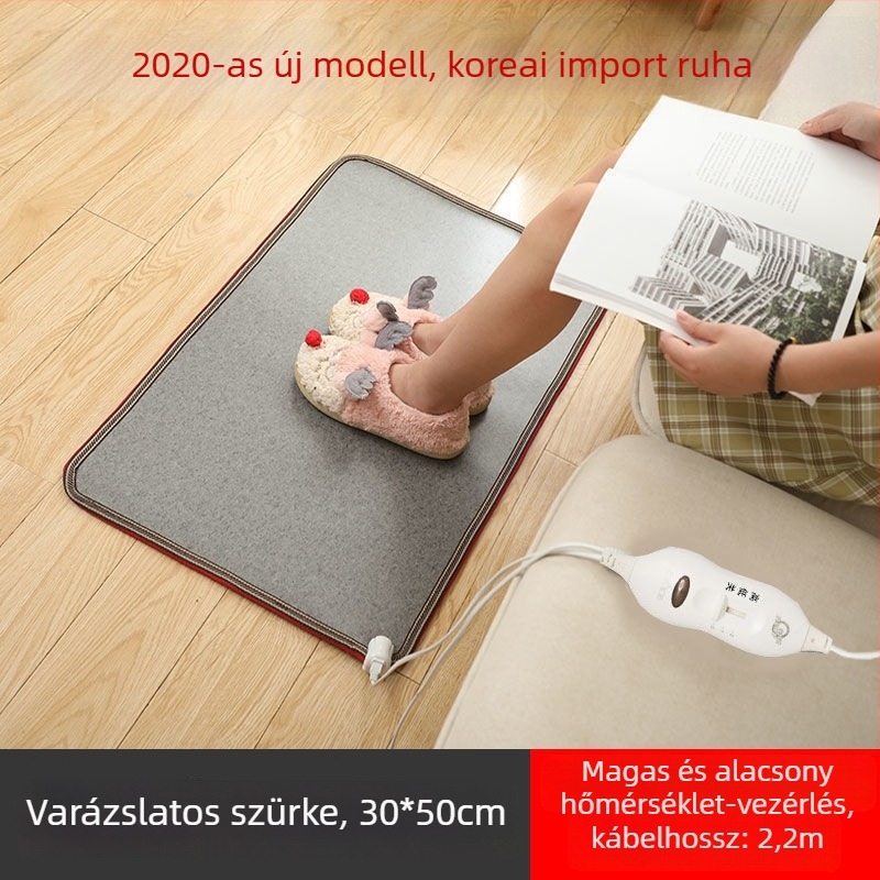 USB‑tápellátású fűtött talpbetét papucs – bőr felső, otthoni/irodai lábbeli