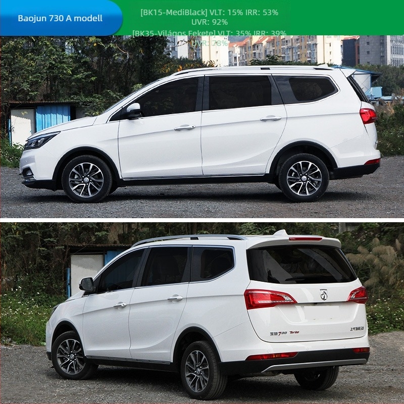 Wuling Rongguang 6407 B3 autóablakokhoz termikus szigetelő fólia — teljes jármű üvegfelületei, áteresztés <30%, hőszigetelés 69.8%, UV védelem 98.5%