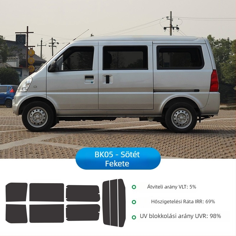 Wuling Rongguang 6407 B3 autóablakokhoz termikus szigetelő fólia — teljes jármű üvegfelületei, áteresztés <30%, hőszigetelés 69.8%, UV védelem 98.5%