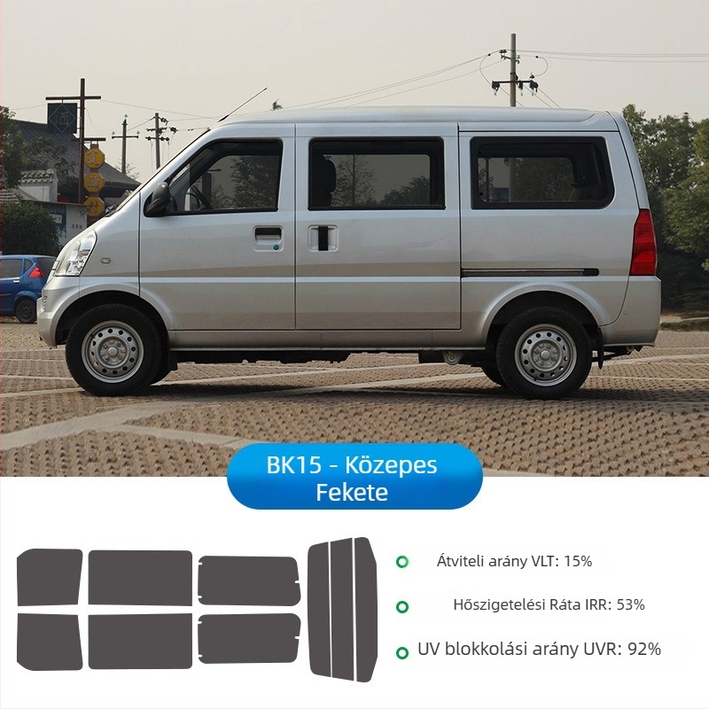 Wuling Rongguang 6407 B3 autóablakokhoz termikus szigetelő fólia — teljes jármű üvegfelületei, áteresztés <30%, hőszigetelés 69.8%, UV védelem 98.5%