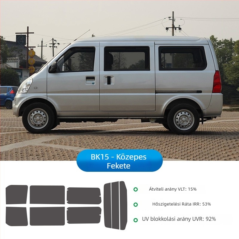Wuling Rongguang 6407 B3 autóablakokhoz termikus szigetelő fólia — teljes jármű üvegfelületei, áteresztés <30%, hőszigetelés 69.8%, UV védelem 98.5%