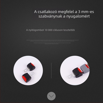 Autóbiztonsági öv hosszabbító, ABS anyag, nyomtatott logó, kész állapotban