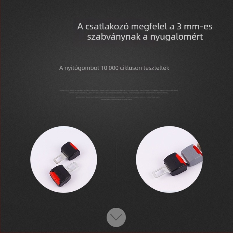 Autóbiztonsági öv hosszabbító, ABS anyag, nyomtatott logó, kész állapotban