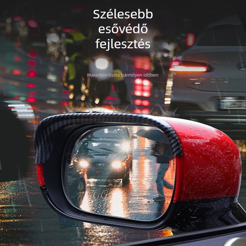 Esővédő a visszapillantó tükörhöz, ABS, univerzális illeszkedés, Modell: Rear View Mirror Rain Eyebrow, Stílus: karbon rost mintázat