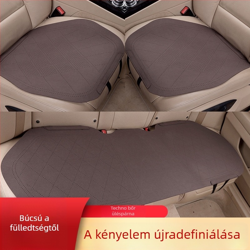 Velúr bőr autóülés párna, három darabos készlet, légáteresztő minden évszakra.