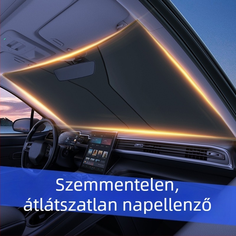 Autóüveg napvédő – hőszigetelő függöny, univerzális illeszkedés, beépített telepítés, minimalista stílus, geometriai minta