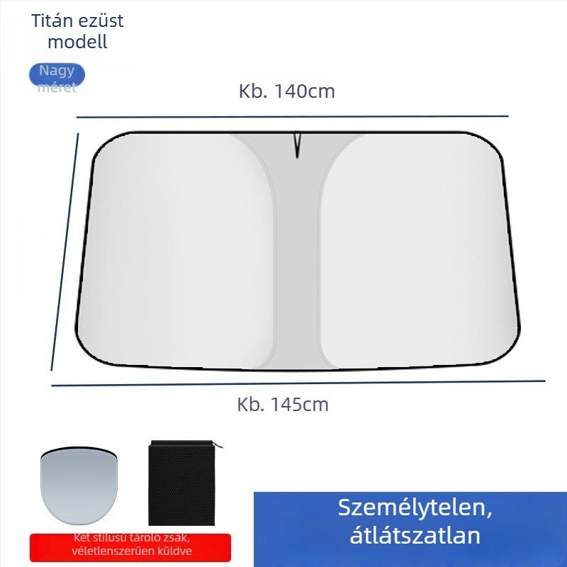 Autóüveg napvédő – hőszigetelő függöny, univerzális illeszkedés, beépített telepítés, minimalista stílus, geometriai minta