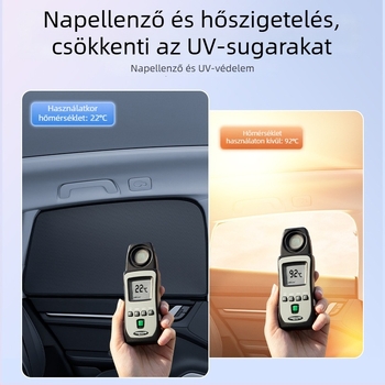 Autóba való napvédő függöny mágneses rögzítéssel, ezüst bevonatú textile és acélhuzal, univerzális kompatibilitás, Along the Way márka, logó nyomtatás és testreszabás elérhető
