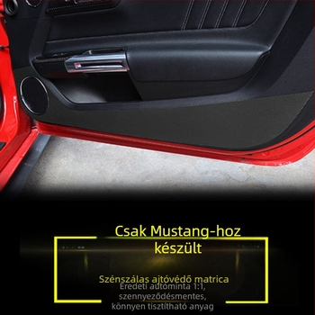 Mustang 2015-2019 ajtópanel védő matrica, karbon rostos megjelenés, ragasztós autó matrica, testreszabható