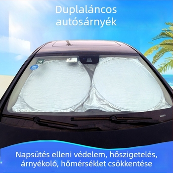 Autó napellenző, textil fémtető bevonattal, teleszkópos rögzítés, általános kompatibilitás, tömeg 125 g