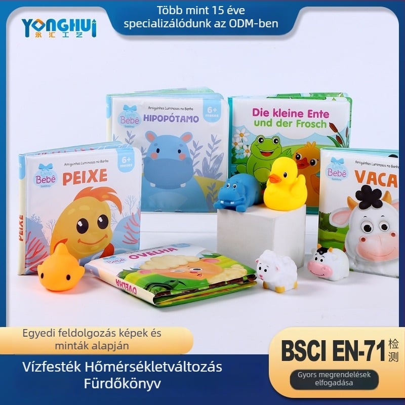 EVA fürdőkönyv babák számára - szakadásálló, úszó, vízpermet, vízfestés, hőmérséklet-változás, 0–3 éveseknek