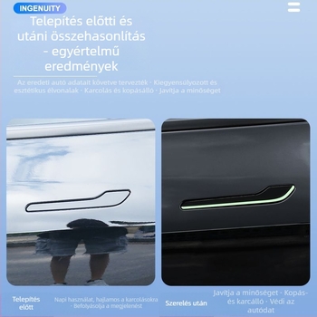 Tesla Model 3/Y ajtókilincs anti-karcolás védő, karbon textúra, világító felület, öntapadós telepítés